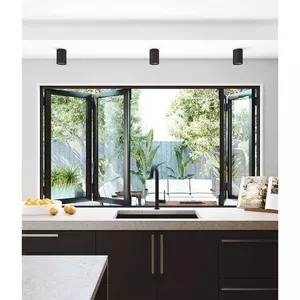 Bifold Windowsを折る外部の正面のアルミ合金 ガラスおよびドアはフレームを露出した