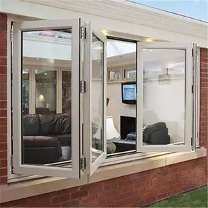 Bifold Windowsを折る外部の正面のアルミ合金 ガラスおよびドアはフレームを露出した