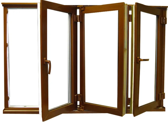 Bifold Windowsを折る外部の正面のアルミ合金 ガラスおよびドアはフレームを露出した